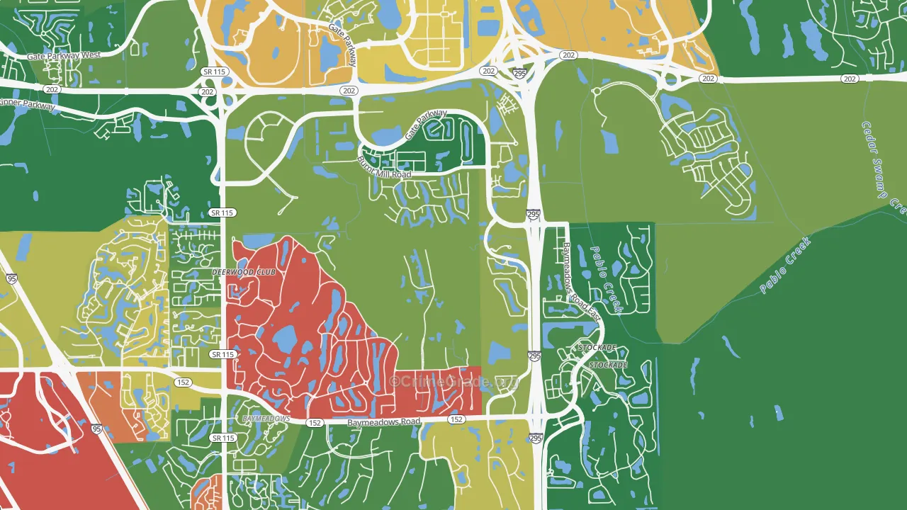 Deerwood, Jacksonville, FL Map of Vandalism Rates