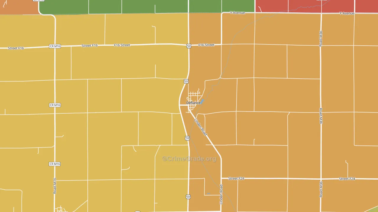 Defiance, IA Map of Vandalism Rates