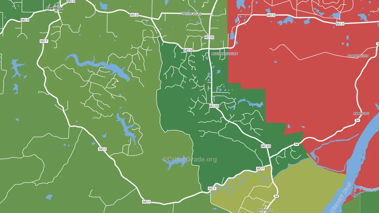 Defiance, MO Map of Vandalism Rates