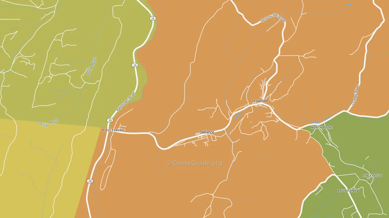 Defiance, PA Map of Vandalism Rates