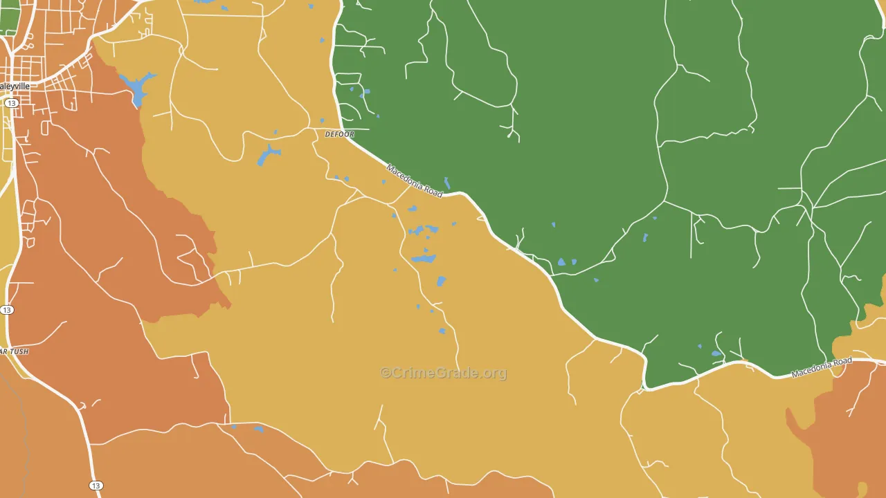 DeFoor, AL Map of Vandalism Rates