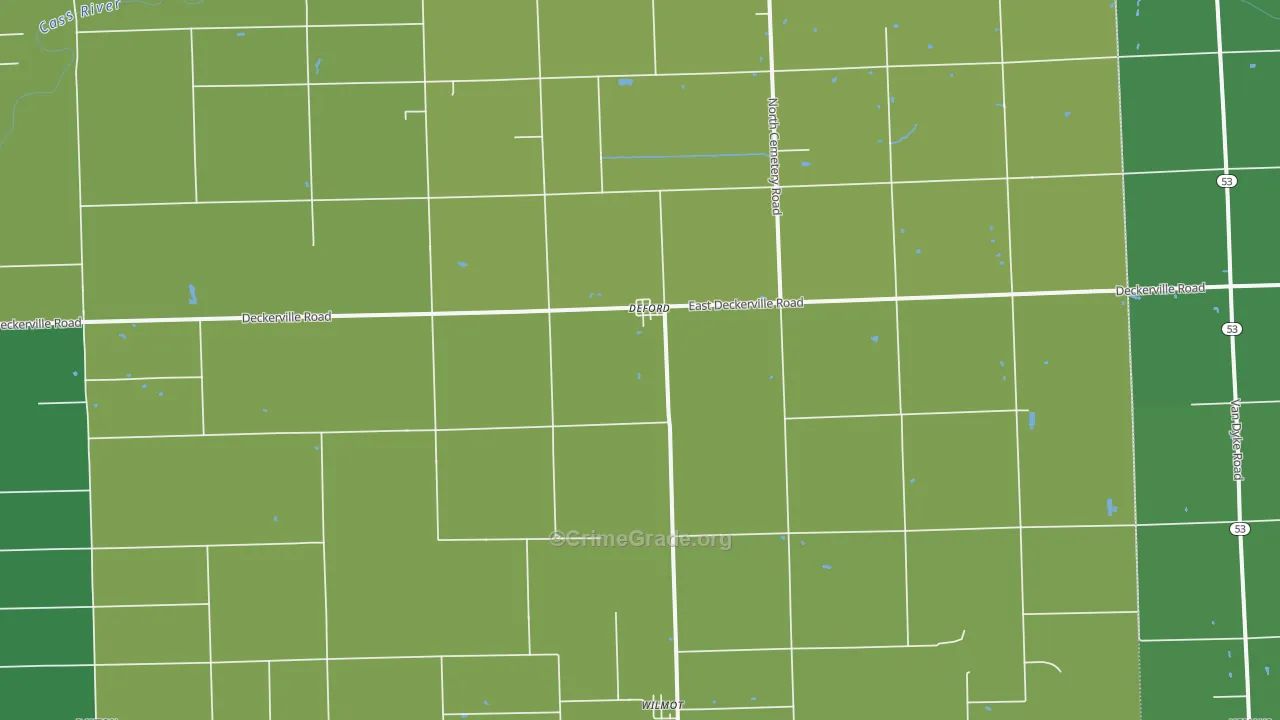 DeFord, MI Map of Vandalism Rates