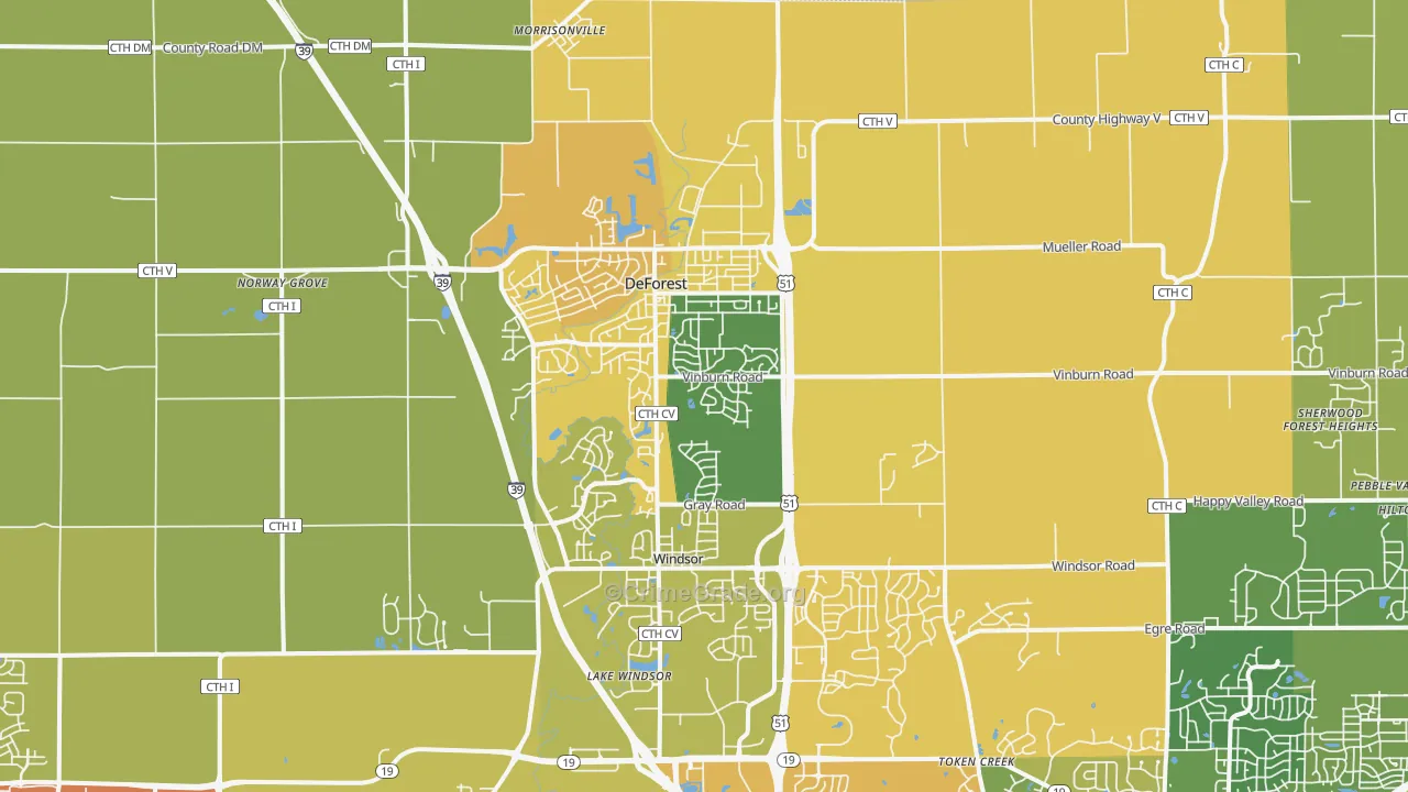 DeForest, WI Map of Vandalism Rates