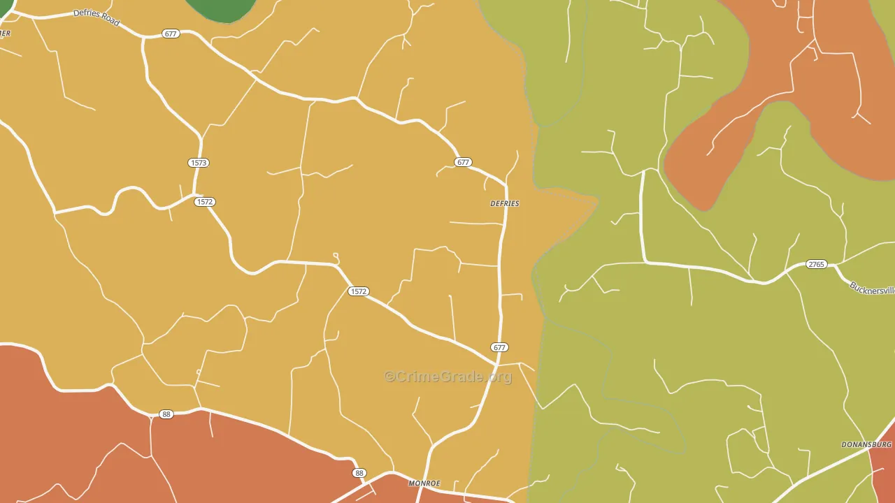 Defries, KY Map of Vandalism Rates