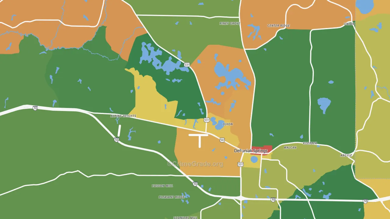 DeFuniak Springs, FL Map of Vandalism Rates