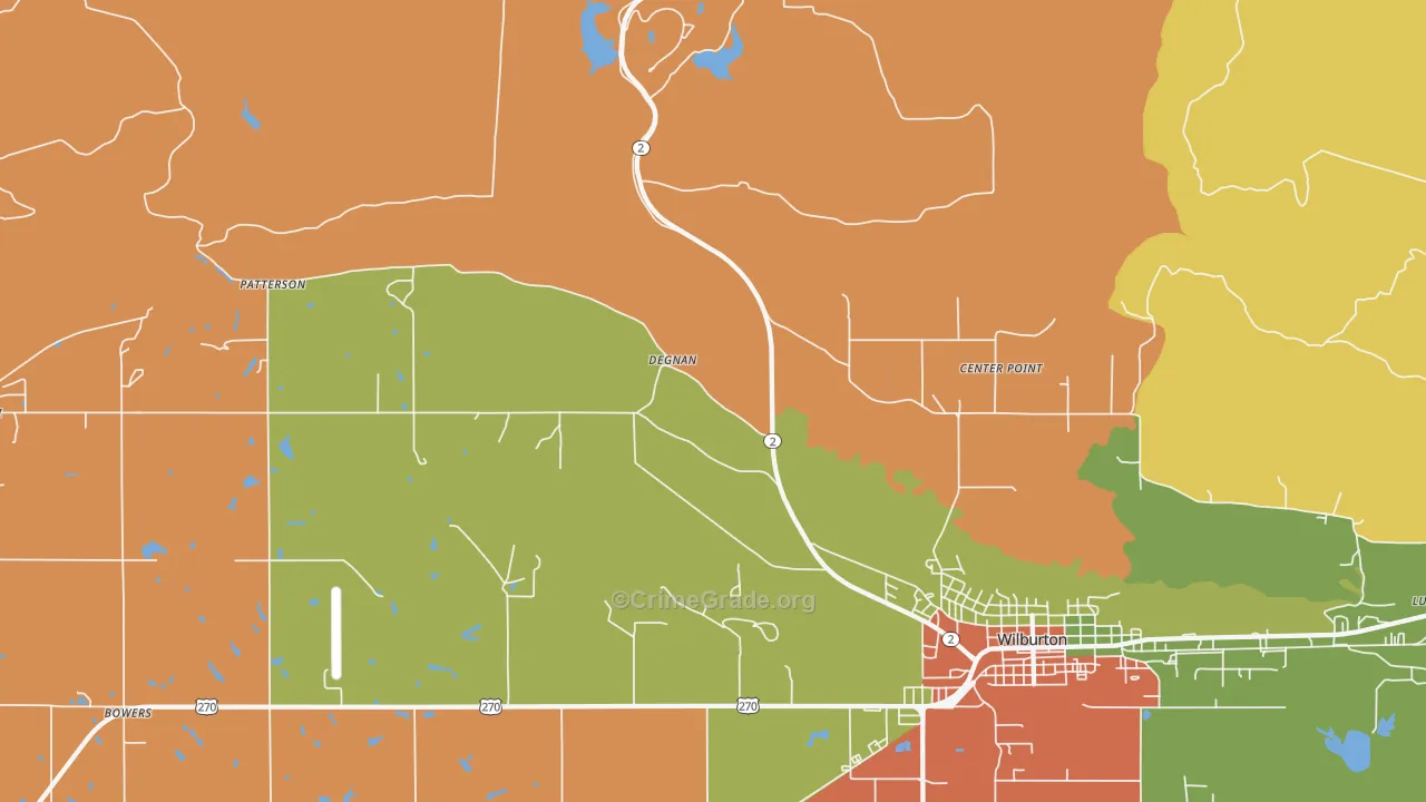 Degnan, OK Map of Vandalism Rates