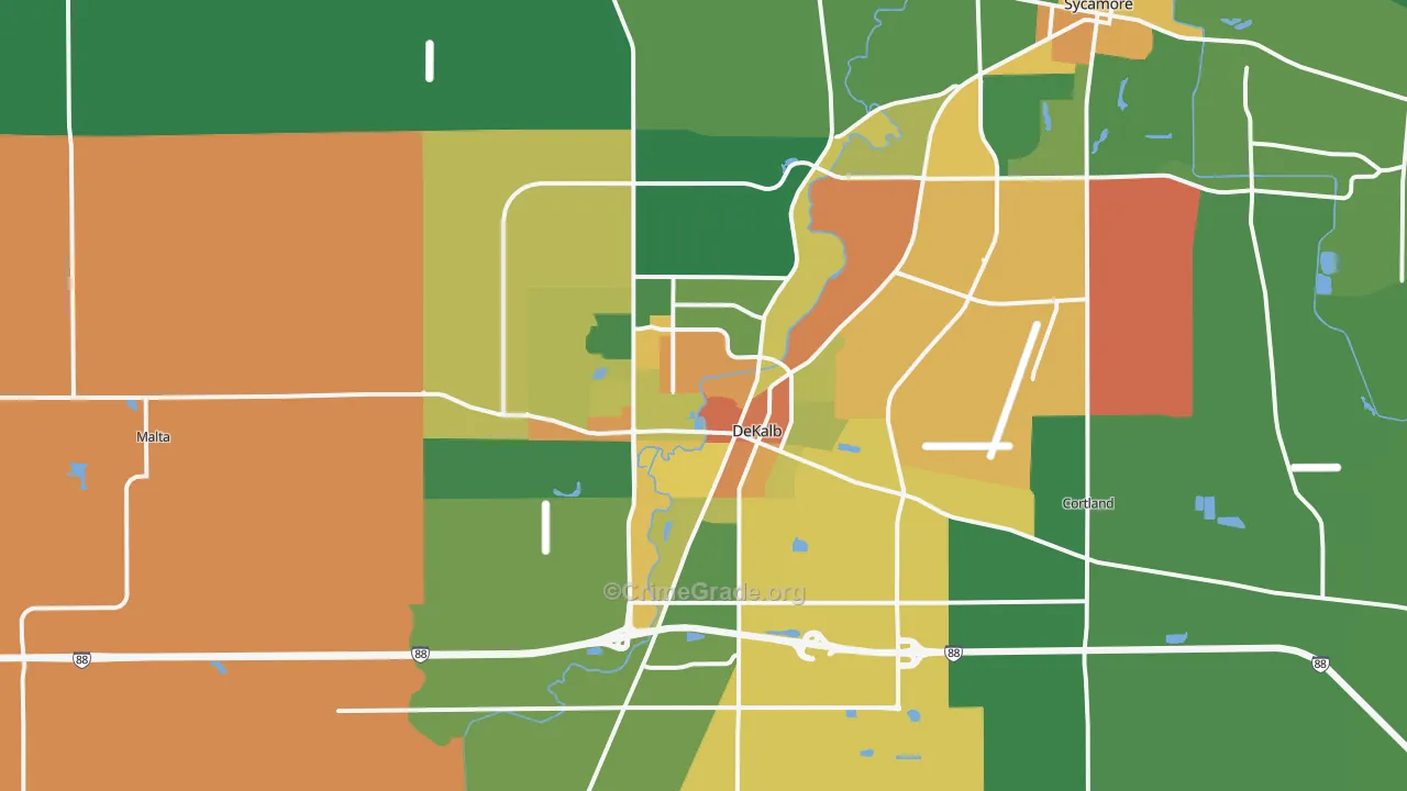 DeKalb, IL Map of Vandalism Rates