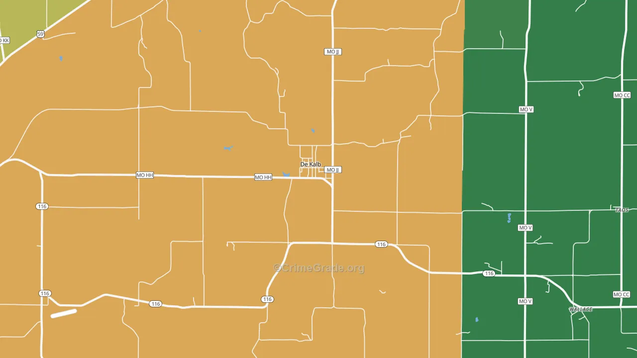 DeKalb, MO Map of Vandalism Rates