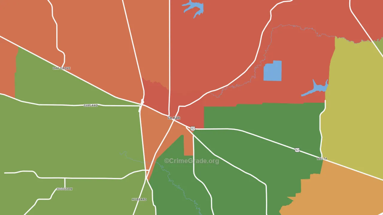 DeKalb, TX Map of Vandalism Rates