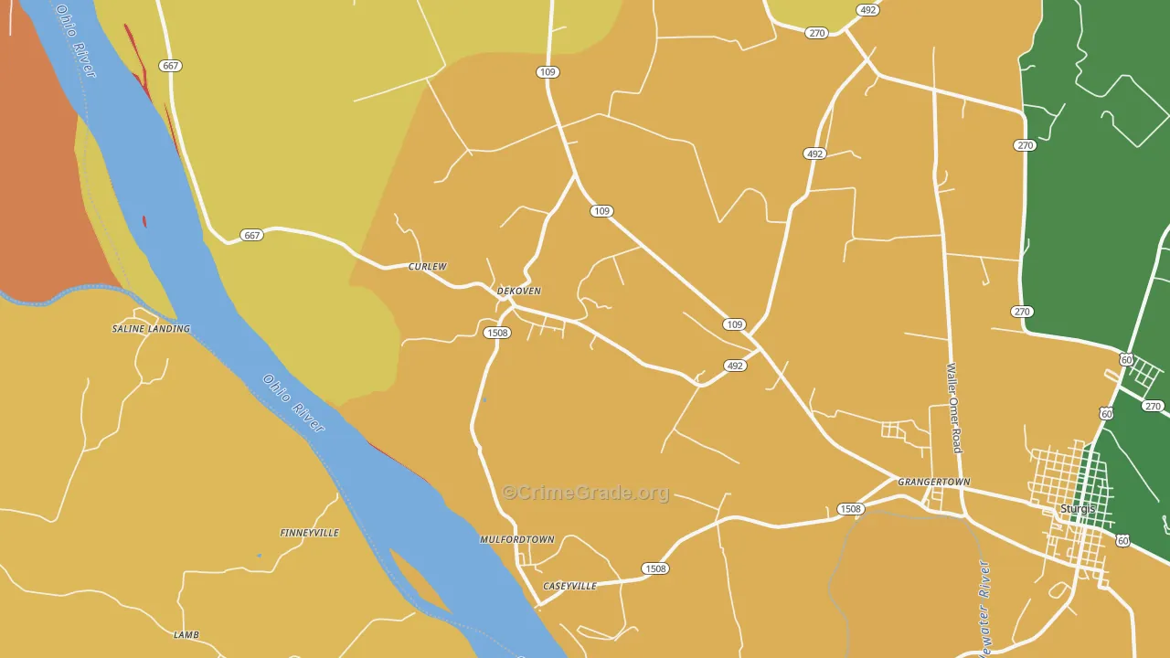 DeKoven, KY Map of Vandalism Rates