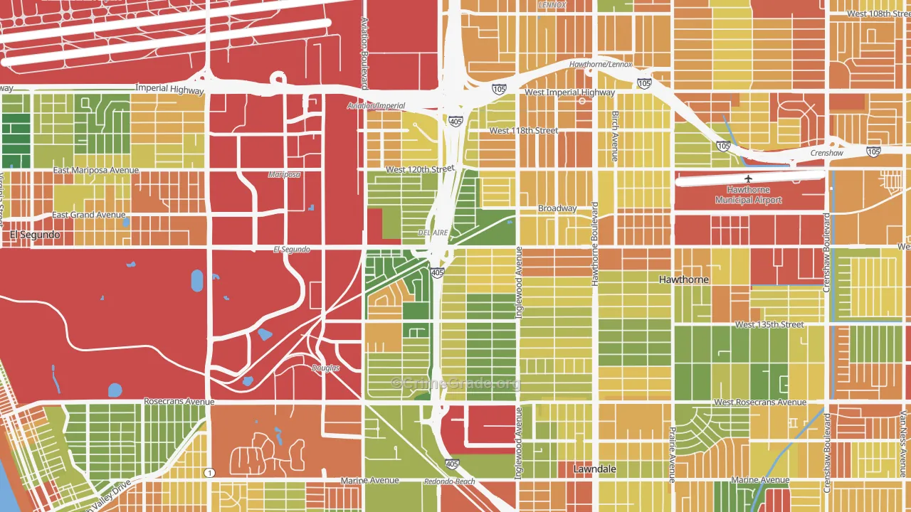Del Aire, CA Map of Vandalism Rates