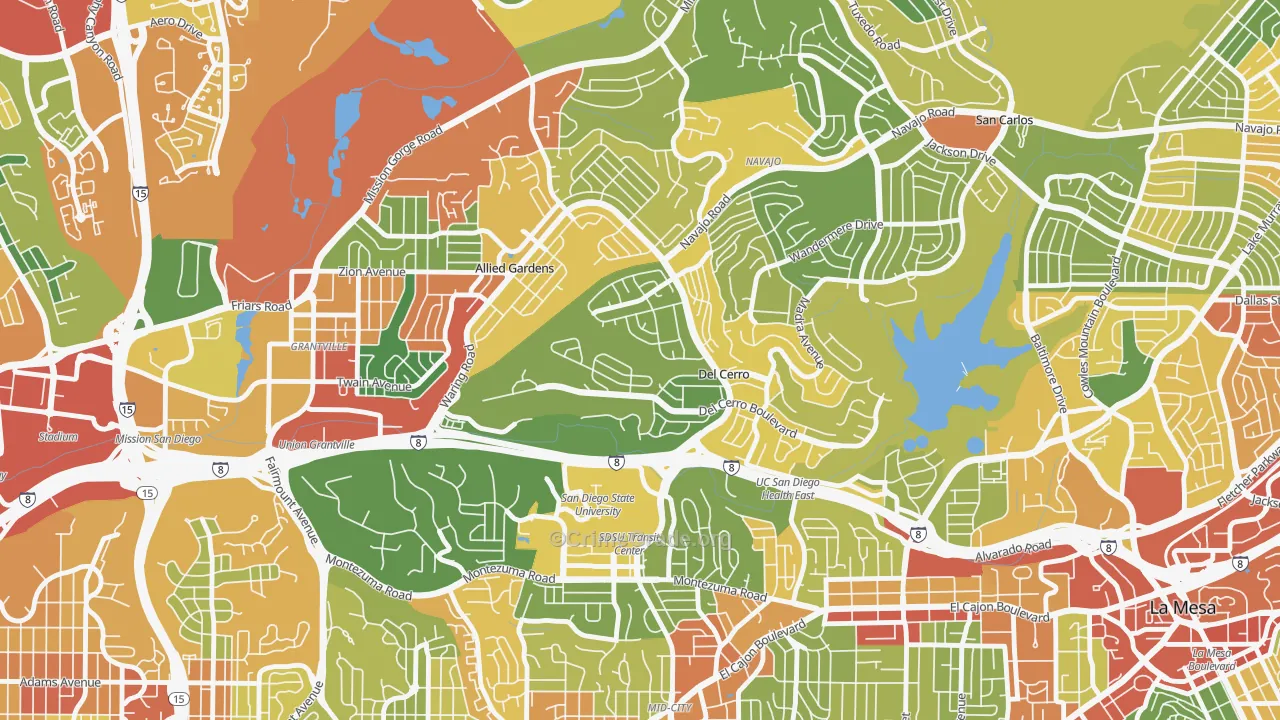 Del Cerro, San Diego, CA Map of Vandalism Rates