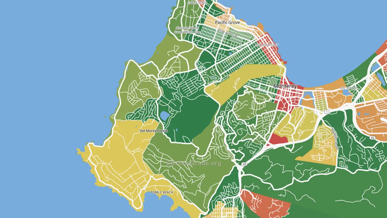 Del Monte Forest, CA Map of Vandalism Rates