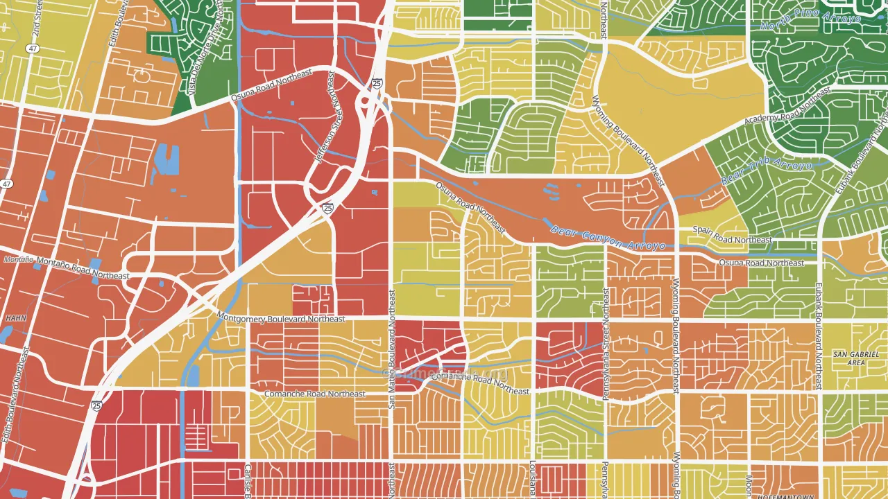 Del Norte, Albuquerque, NM Map of Vandalism Rates