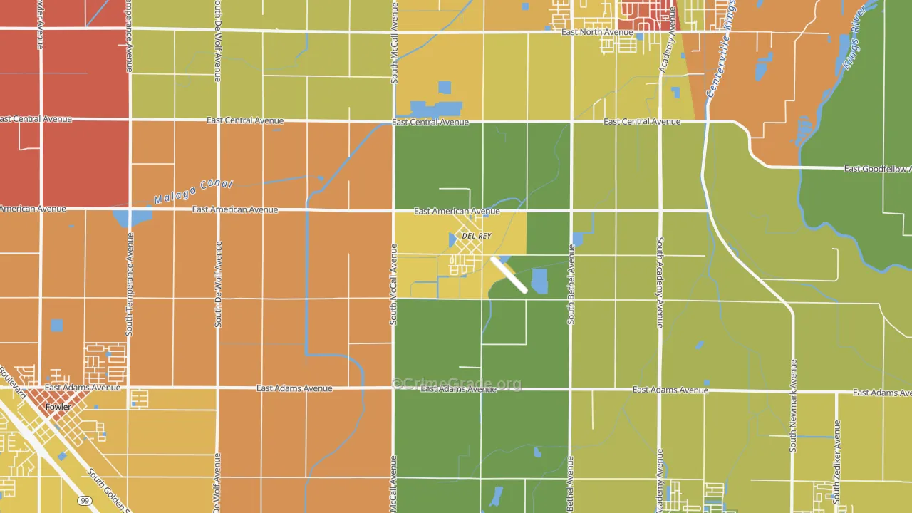 Del Rey, CA Map of Vandalism Rates