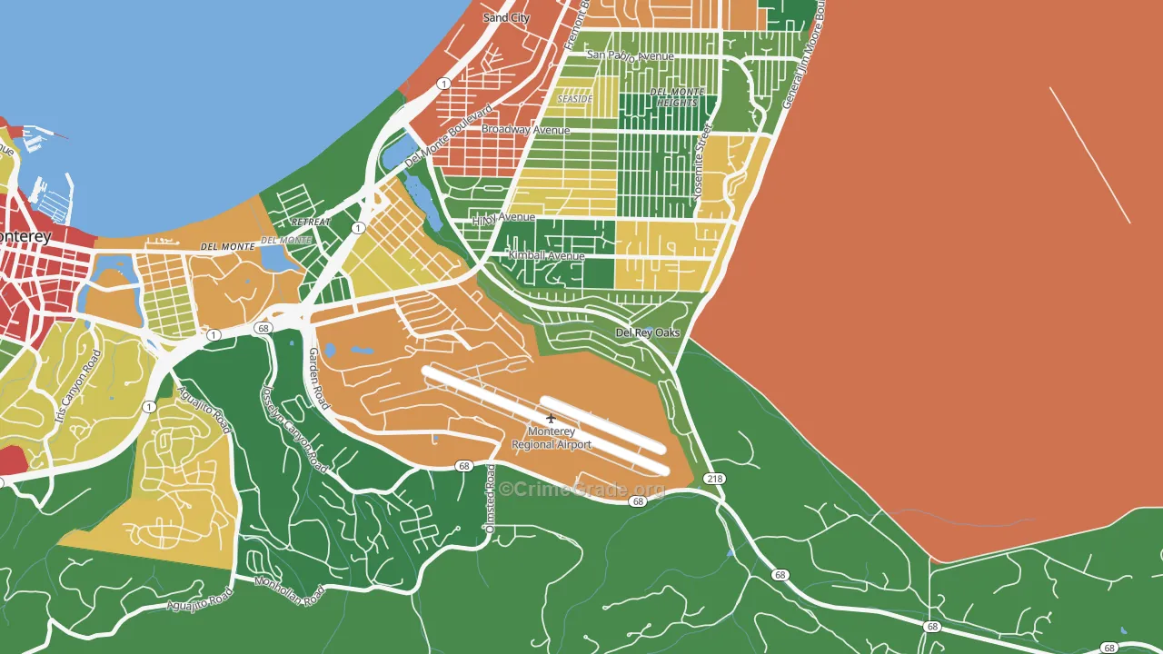 Del Rey Oaks, CA Map of Vandalism Rates