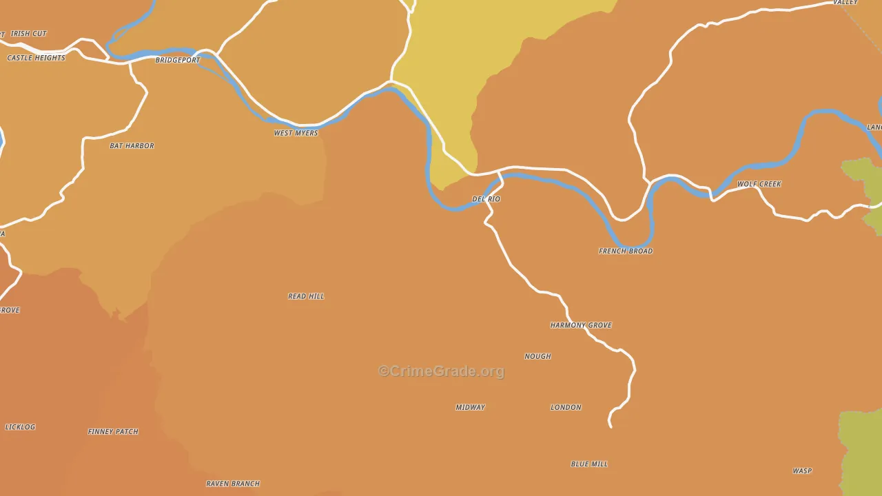 Del Rio, TN Map of Vandalism Rates