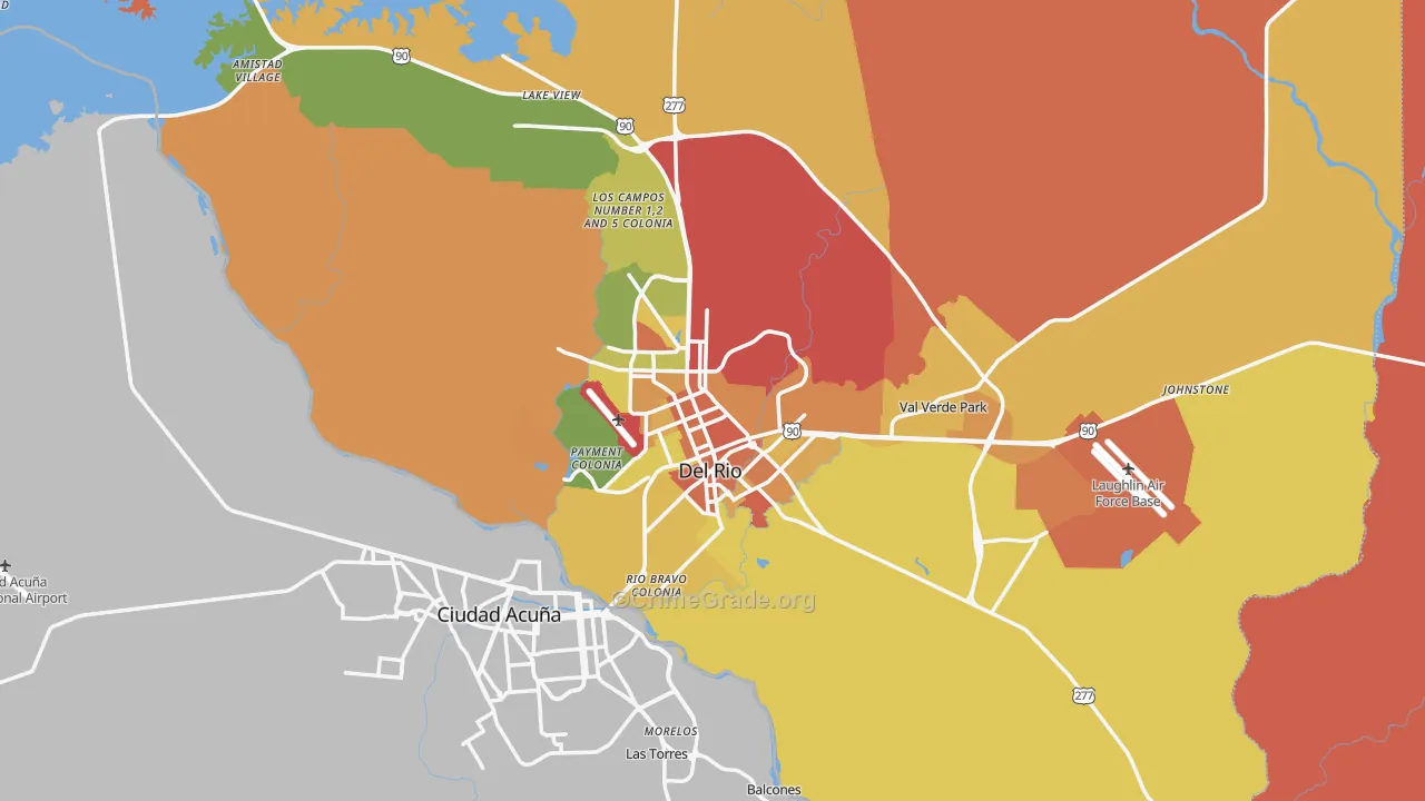 Del Rio, TX Map of Vandalism Rates