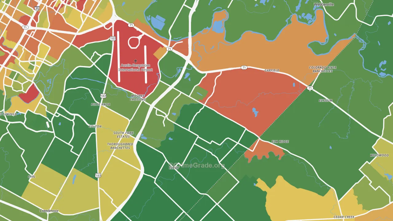 Del Valle, TX Map of Vandalism Rates