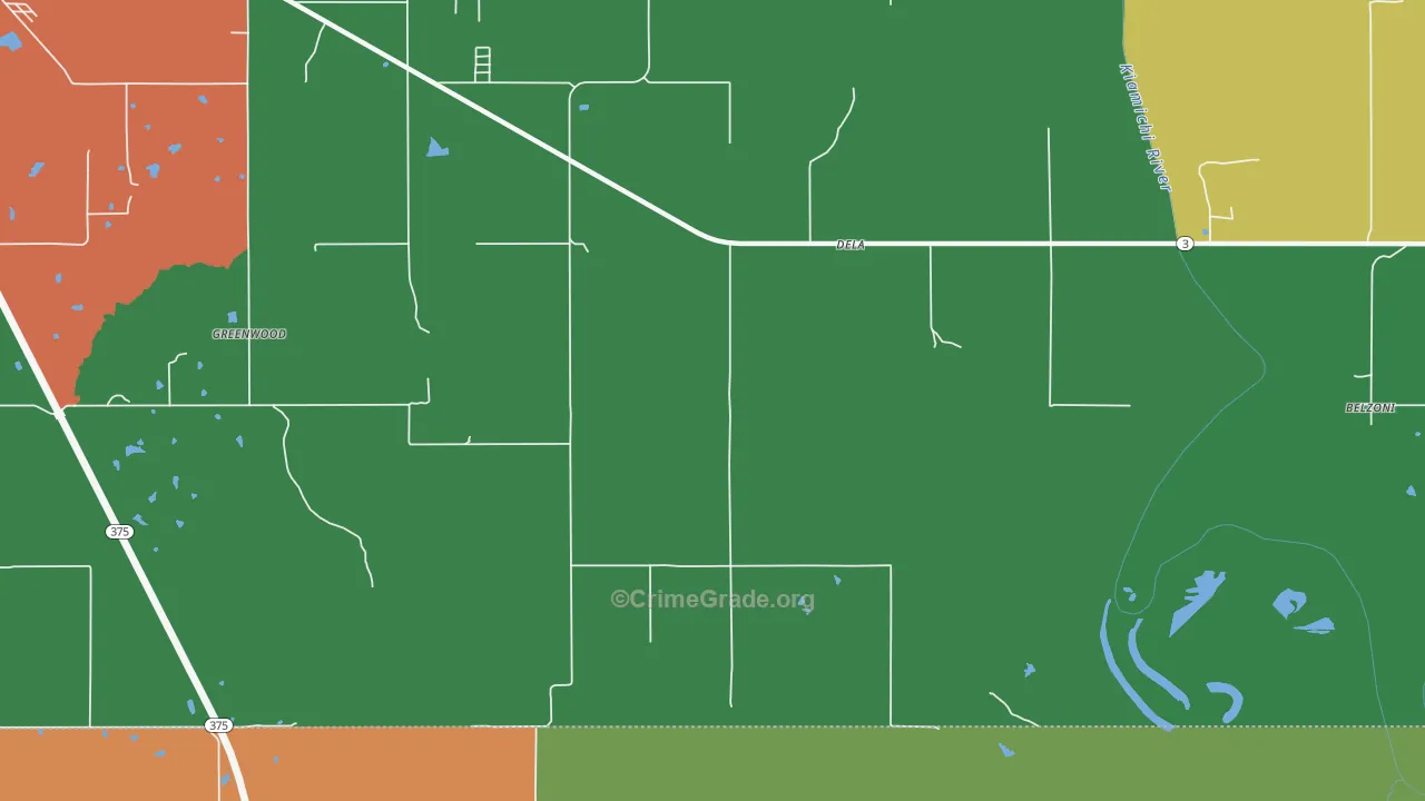 Dela, OK Map of Vandalism Rates
