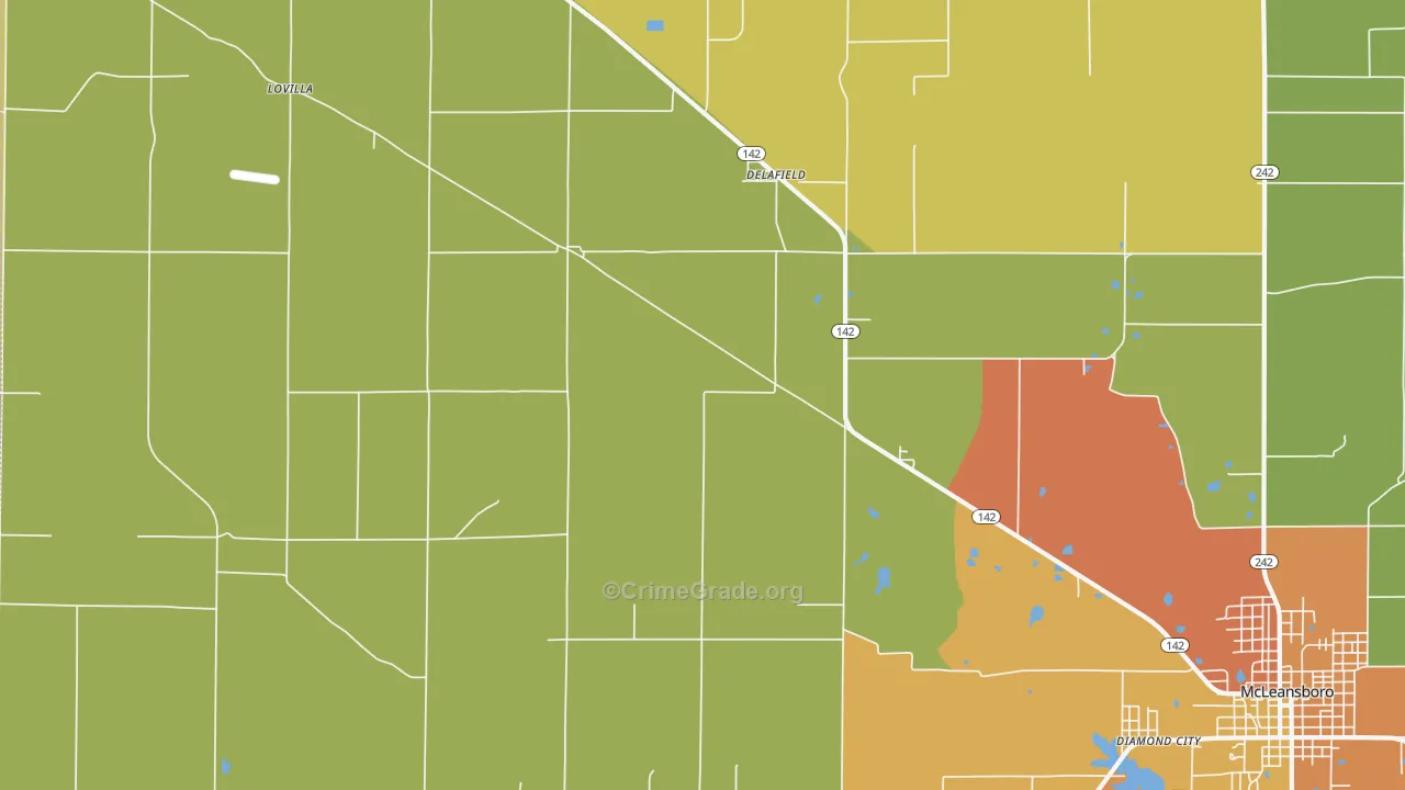 Delafield, IL Map of Vandalism Rates
