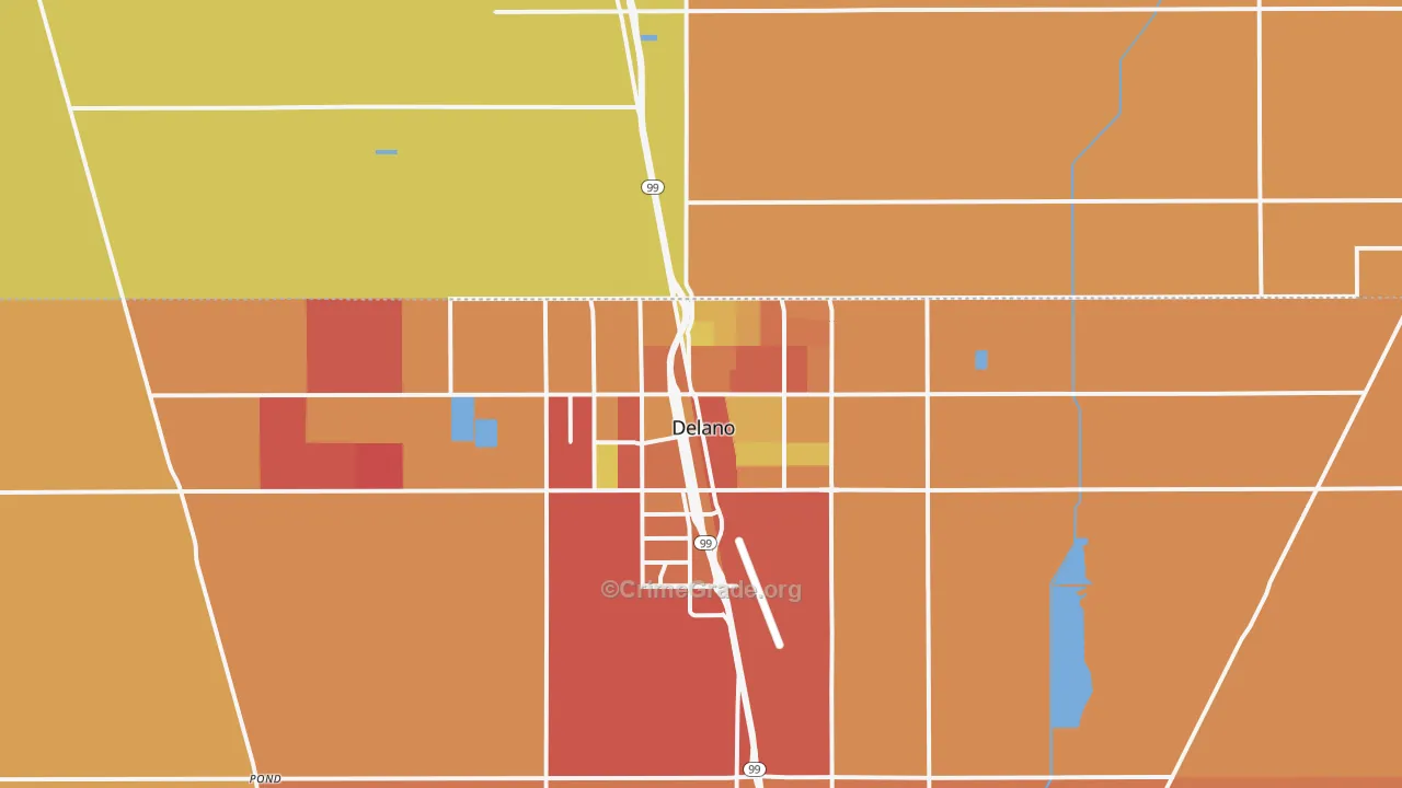Delano, CA Map of Vandalism Rates