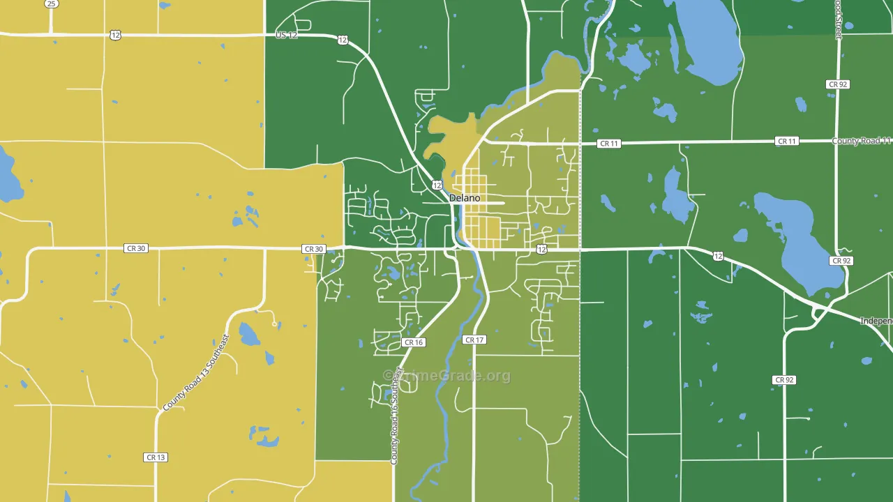 Delano, MN Map of Vandalism Rates