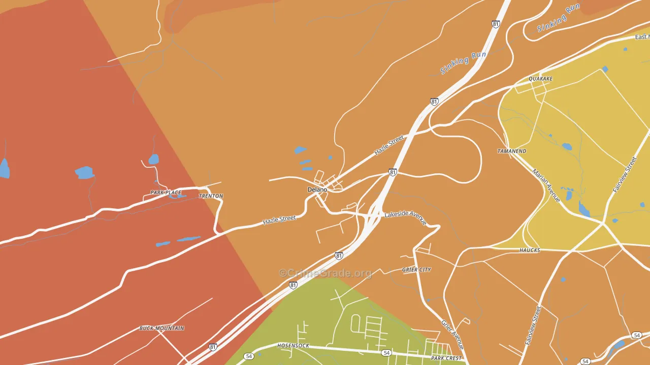 Delano, PA Map of Vandalism Rates