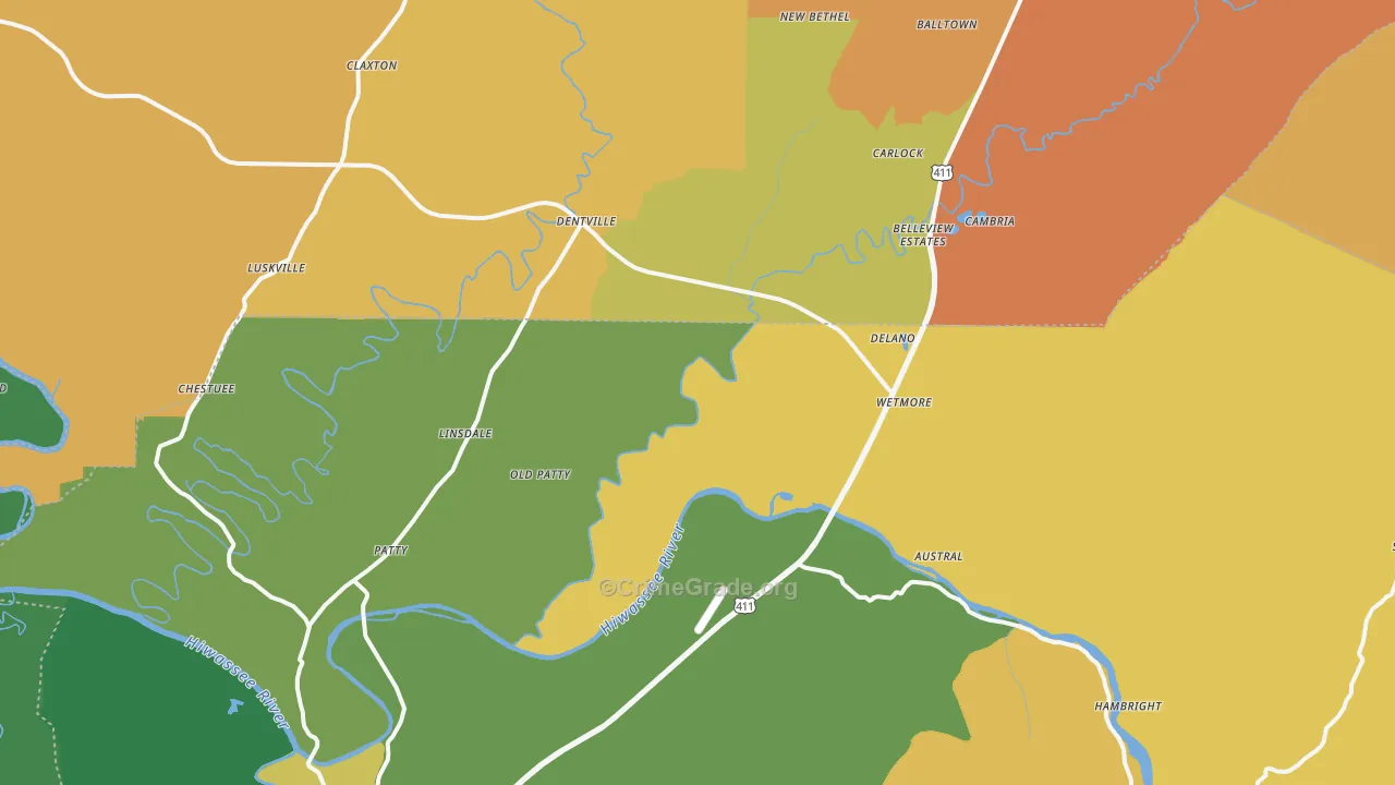 Delano, TN Map of Vandalism Rates