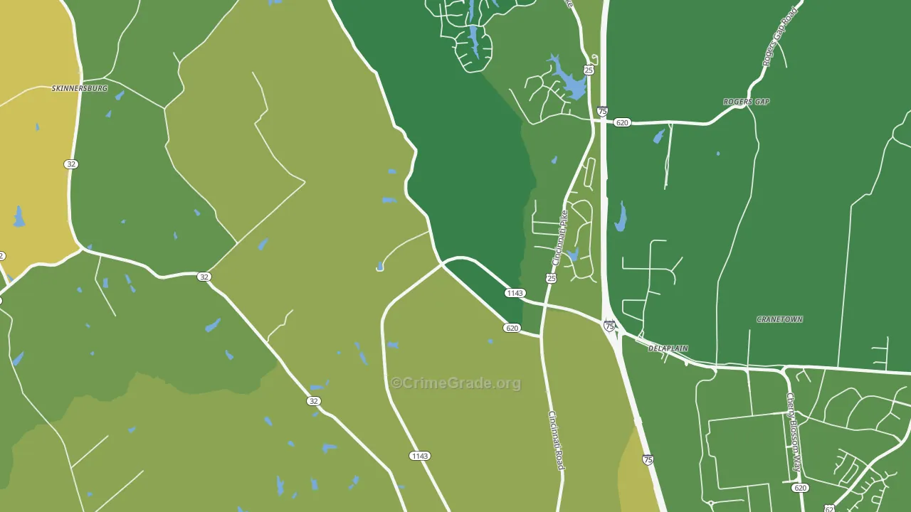 Delaplain, KY Map of Vandalism Rates