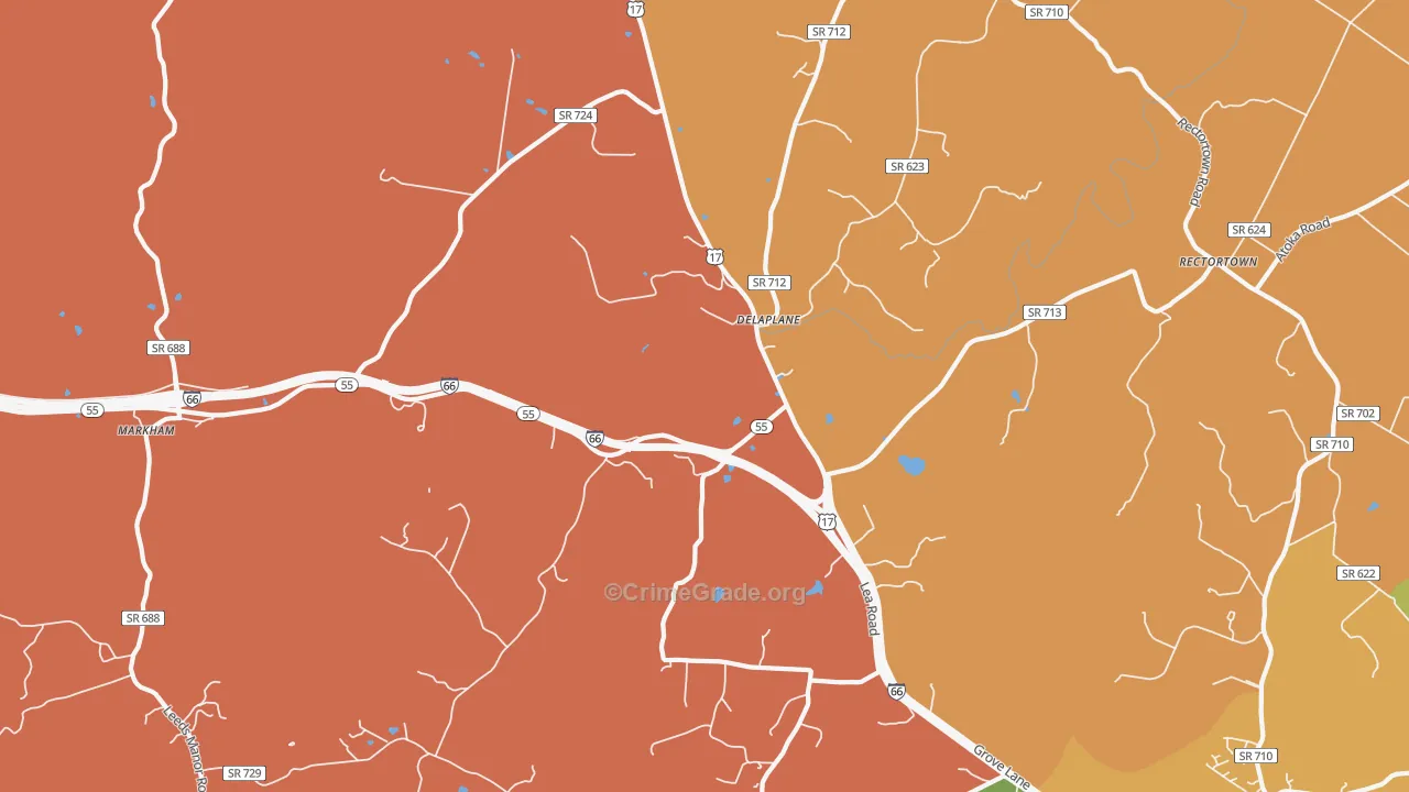 Delaplane, VA Map of Vandalism Rates