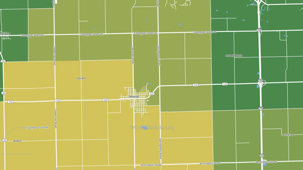Delavan, IL Map of Vandalism Rates
