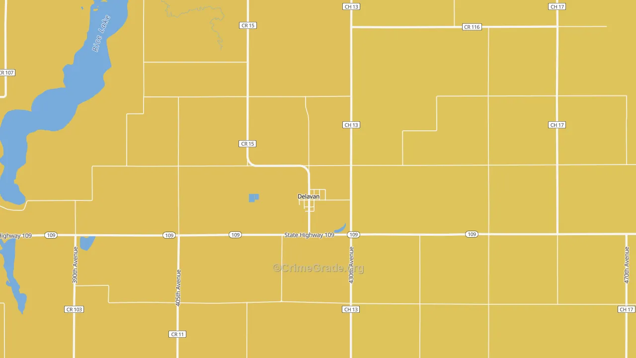Delavan, MN Map of Vandalism Rates