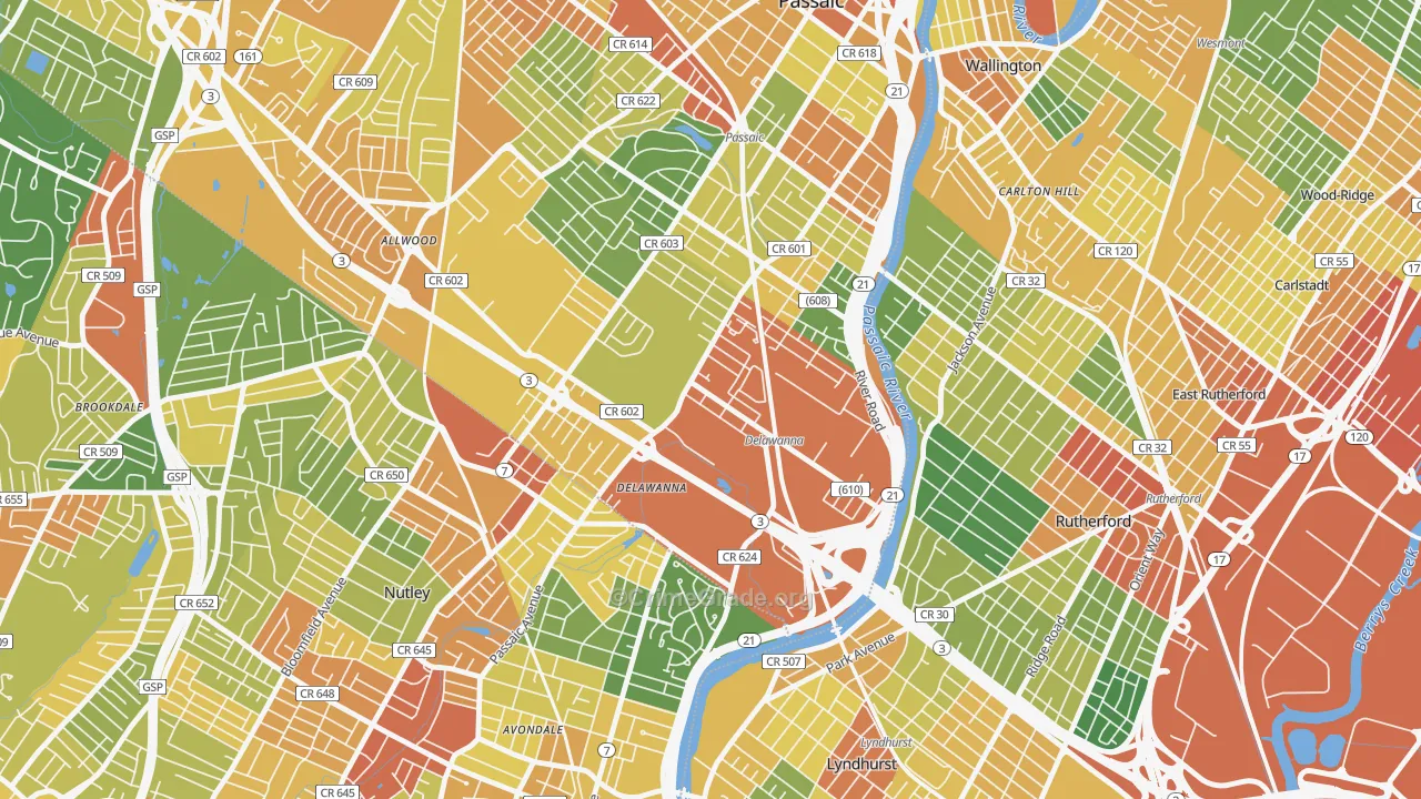 Delawanna, Clifton, NJ Map of Vandalism Rates