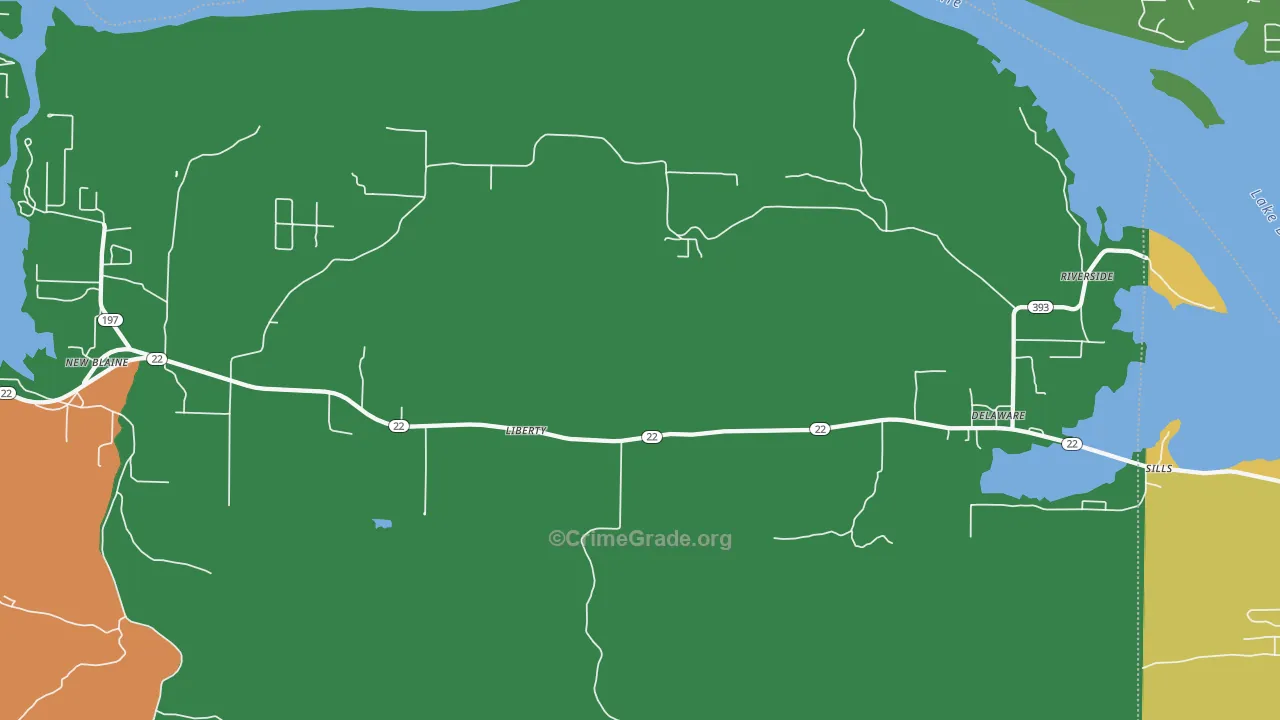 Delaware, AR Map of Vandalism Rates