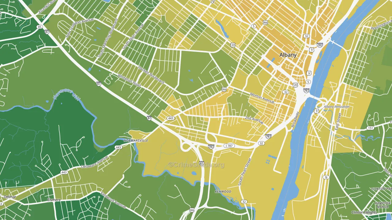 Delaware Avenue, Albany, NY Map of Vandalism Rates