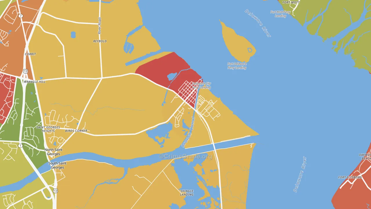 Delaware City, DE Map of Vandalism Rates