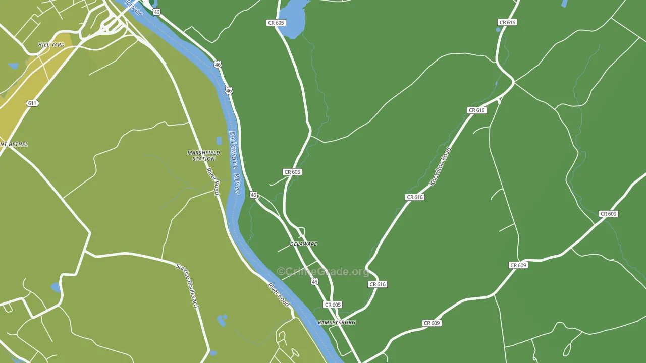 Delaware, NJ Map of Vandalism Rates