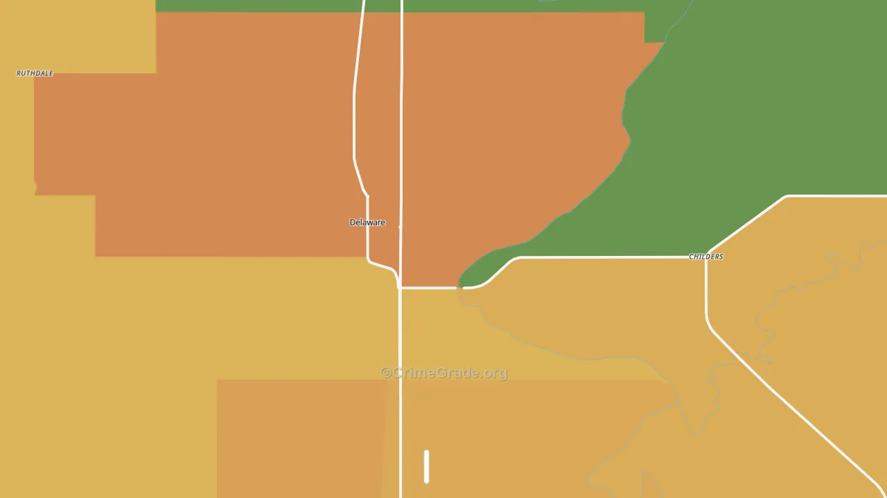 Delaware, OK Map of Vandalism Rates