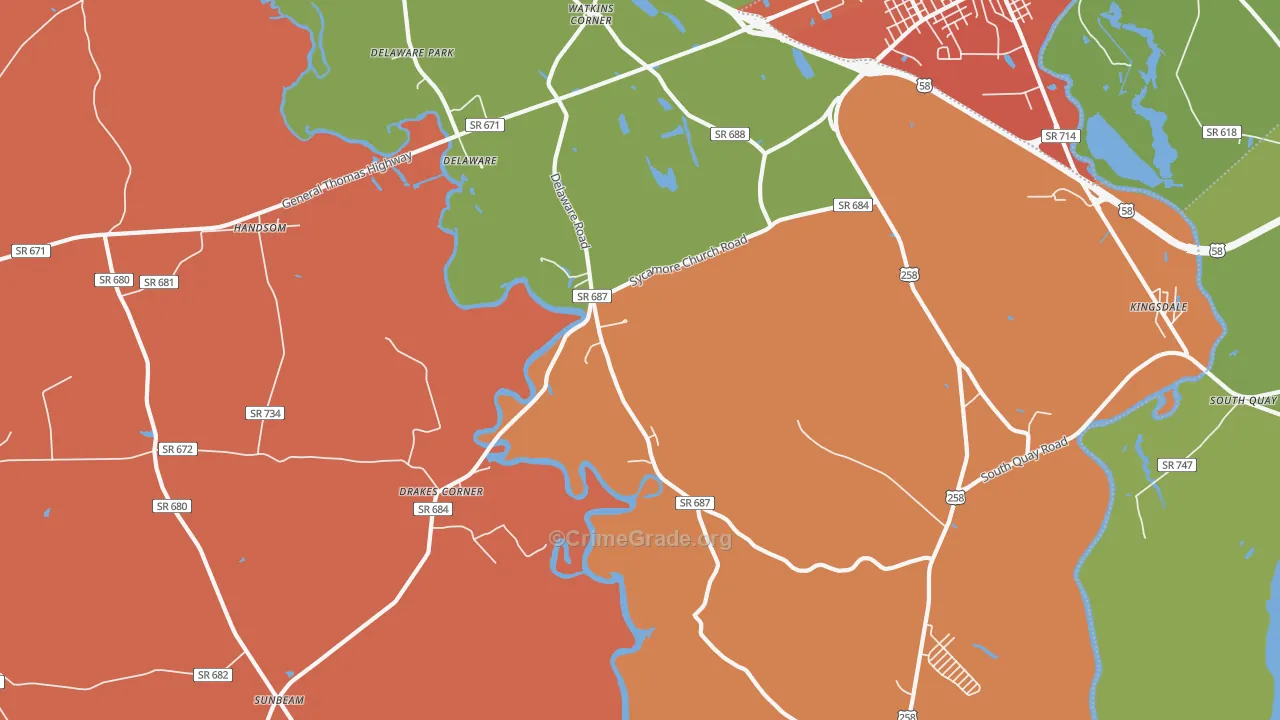 Delaware, VA Map of Vandalism Rates