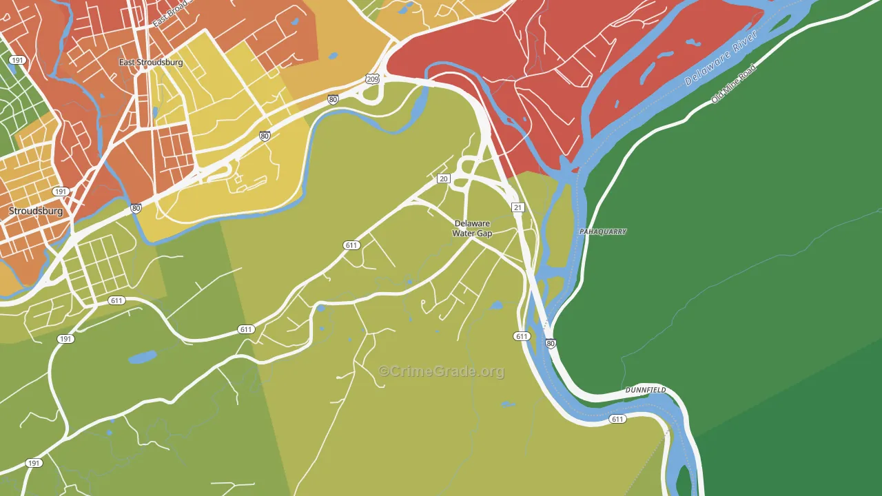 Delaware Water Gap, PA Map of Vandalism Rates