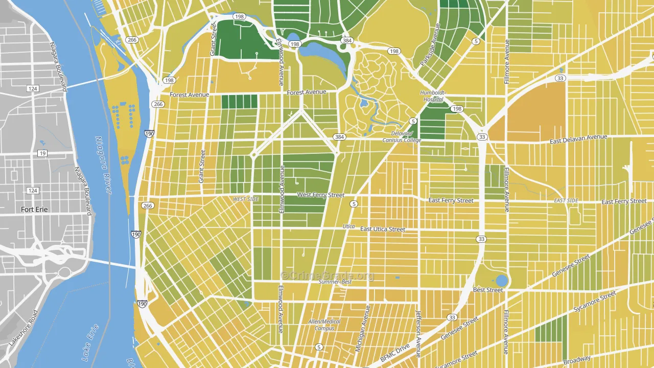 Delaware-West Ferry, Buffalo, NY Map of Vandalism Rates