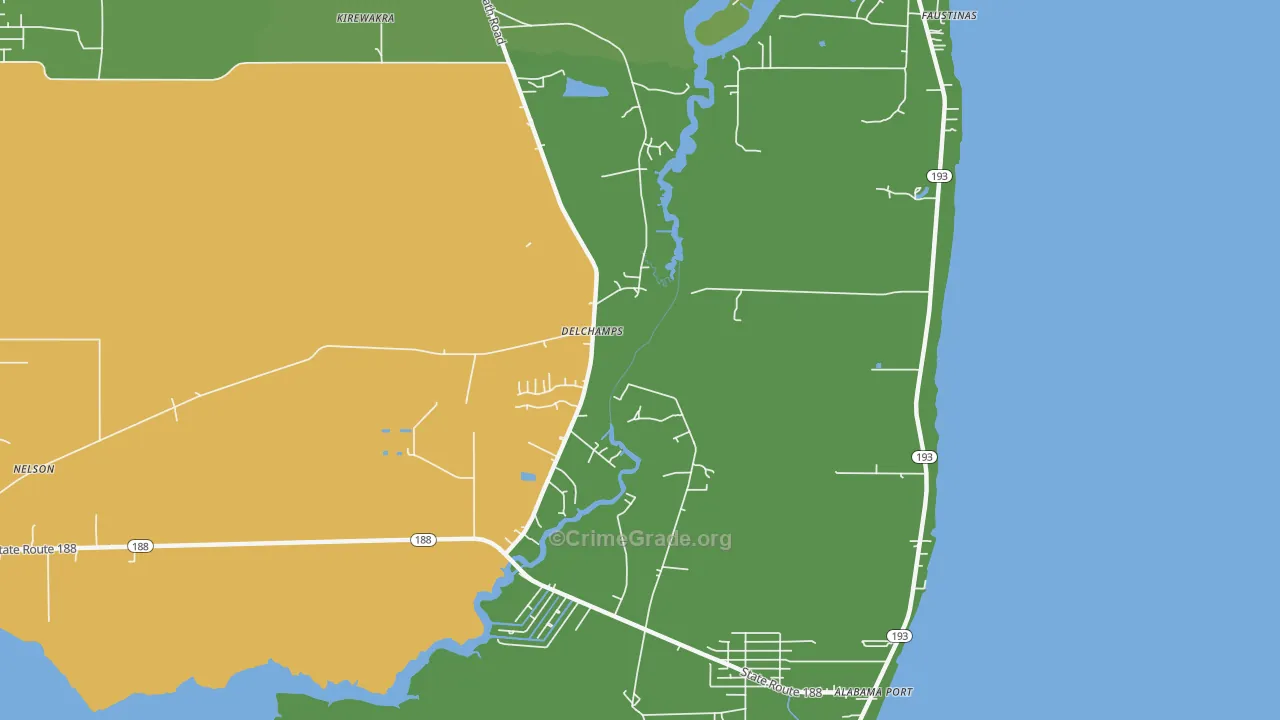 Delchamps, AL Map of Vandalism Rates