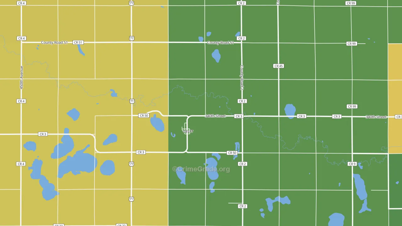 Delft, MN Map of Vandalism Rates