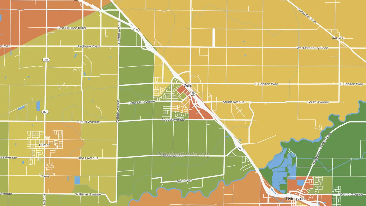 Delhi, CA Map of Vandalism Rates