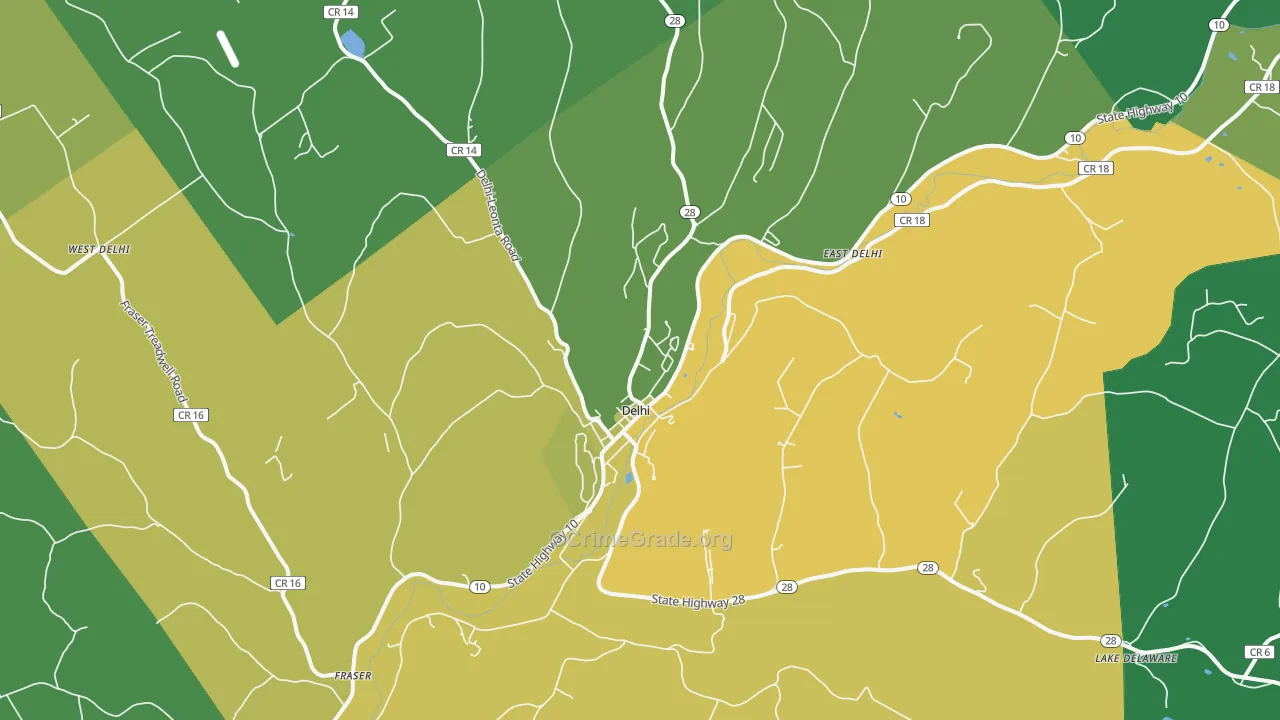 Delhi, NY Map of Vandalism Rates