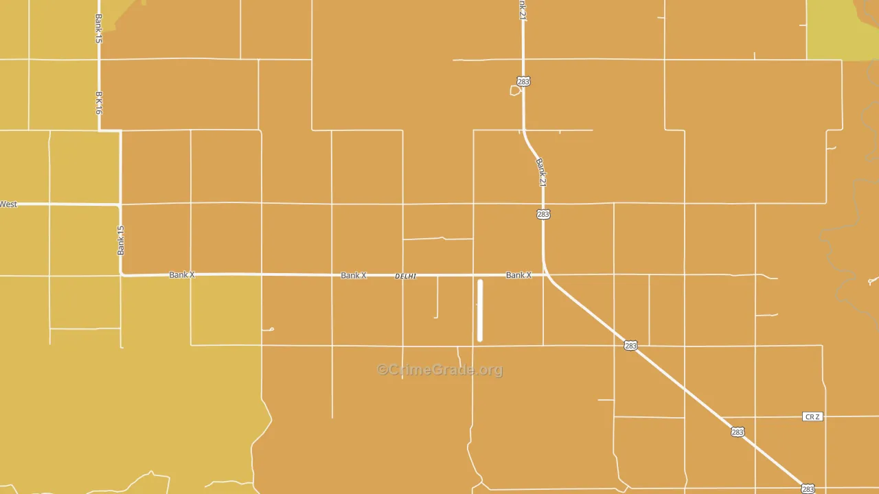 Delhi, OK Map of Vandalism Rates