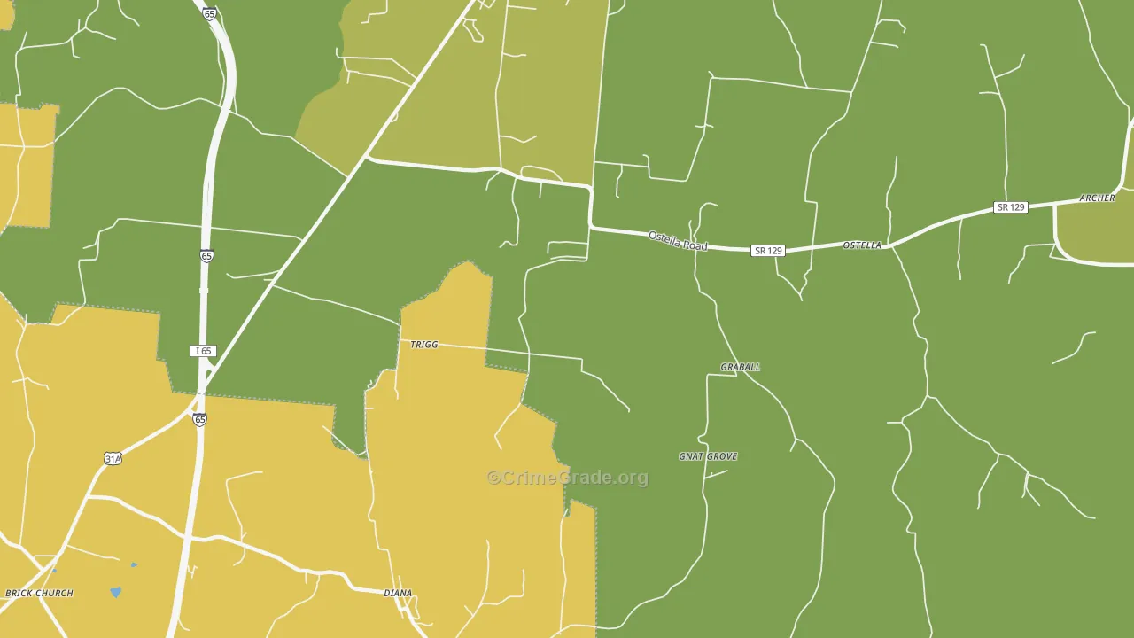 Delina, TN Map of Vandalism Rates