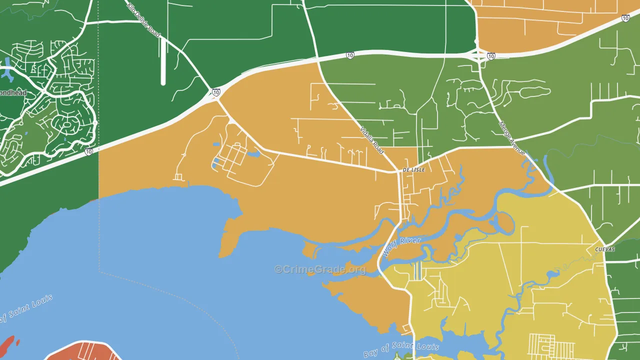 DeLisle, MS Map of Vandalism Rates