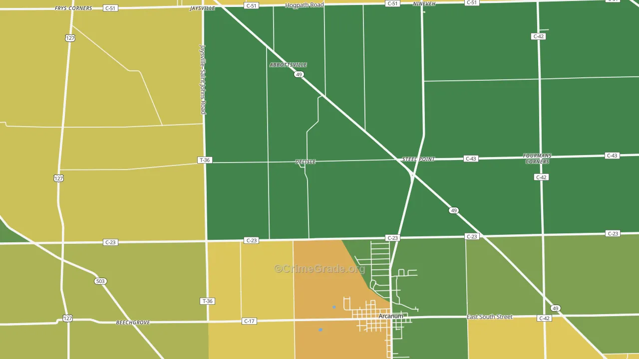 Delisle, OH Map of Vandalism Rates